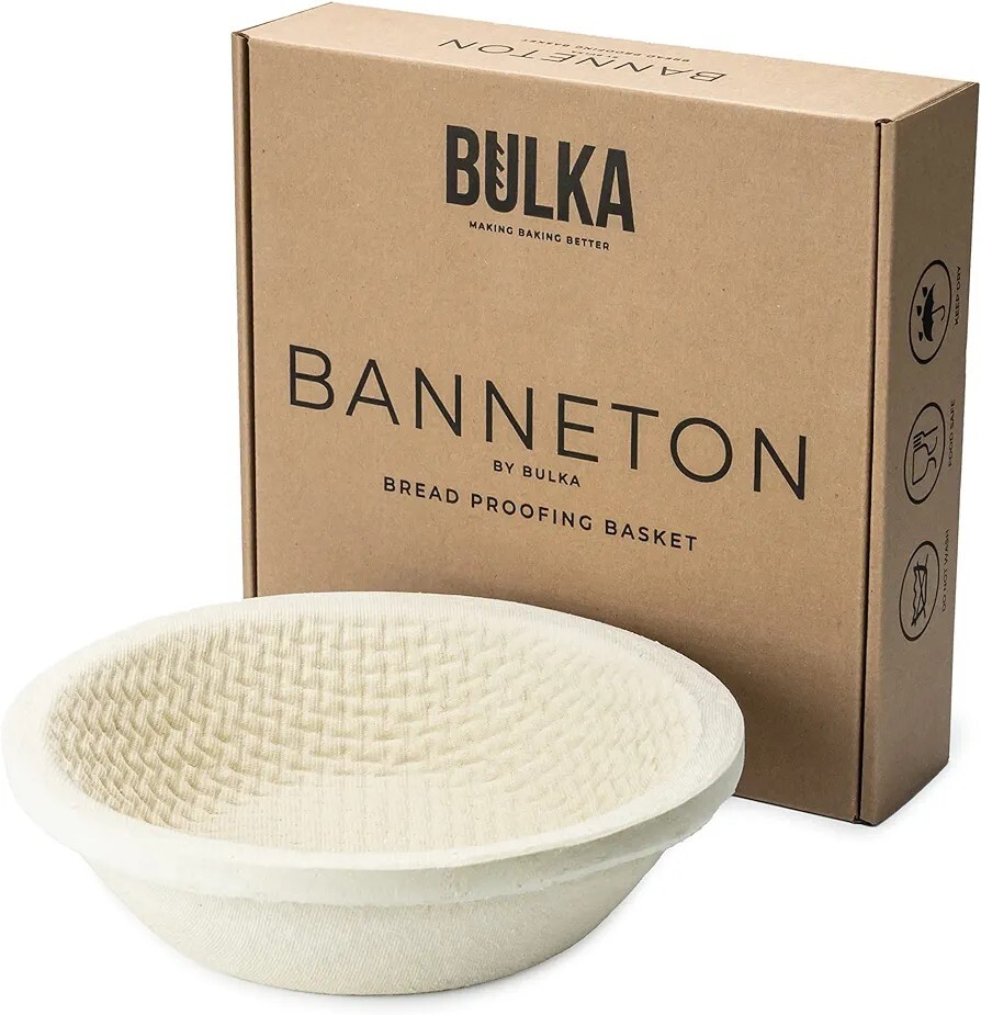 Bulka Bread Proofing Basket Spruce Wood Pulp Round 9" Waffle Pattern EcoSmart Food