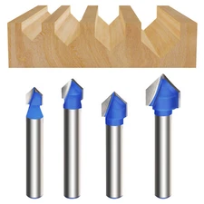 4PCS 90 Degree V Groove Router Bits 1/4 Inch Shank Carbide CNC Engraving Tool