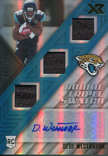 DeDe Westbrook Autographed 2017 Panini XR Rookie Triple Swatch Card