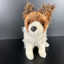 Circo Plush Brown  White Sitting Puppy Dog Spots on back 2009 Collie Shaggy