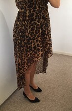 Party Animalleopar print chiffon dress Behind Long front Deep ham Midi Dress
