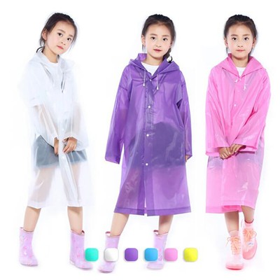 Waterproof Kids Long Hooded Rainsuit Rain Poncho Children Raincoat Jacket Cover