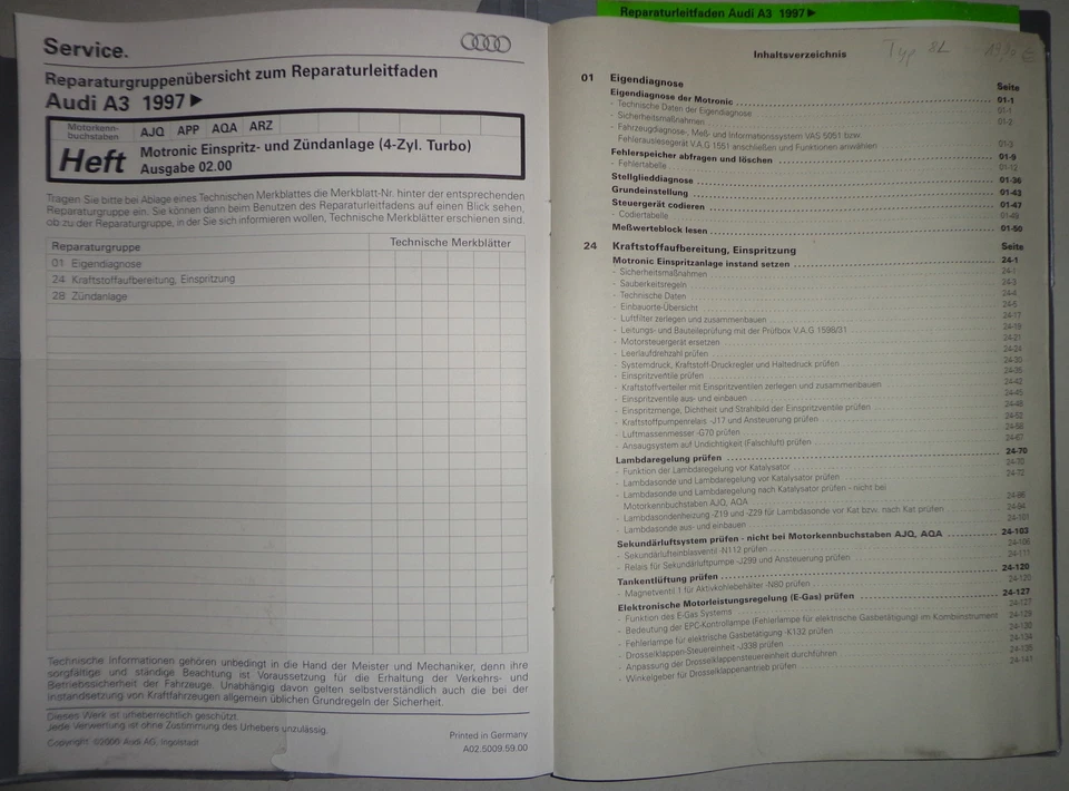 Manual de Taller Audi A3 8L Motronic Inyección/Sistema Encendido (4 Cil Ab 1997 - Imagen 2 de 2