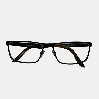 Alberto Romani AR 6001 Black Wood Grain Print Square Frame Glasses Frames Only