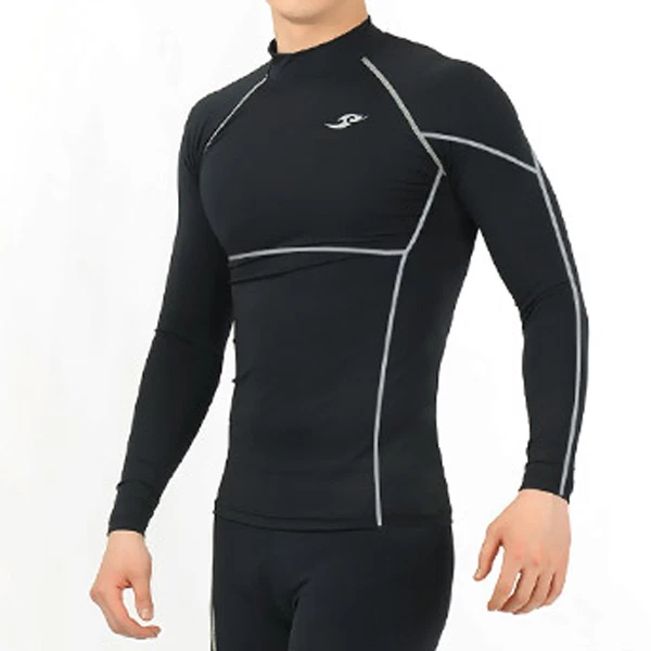 Camisa de correr Take Five para hombre con capa de compresión ajustada S~2XL negra 005 Foto 3 de 4