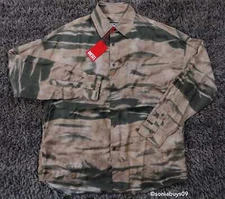 Diesel Men's S-Fluid-CMF Oversize Shirt, Green/Beige, Size L