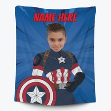 Custom Halloween Blanket with Personalized Photo Name Superhero Cosplay Fleece