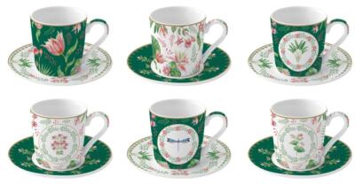 EASY LIFE SET 6 KAFFEETASSEN MIT UNTERTASSE 100 ML PORZELLAN - BOTANIC CHIC