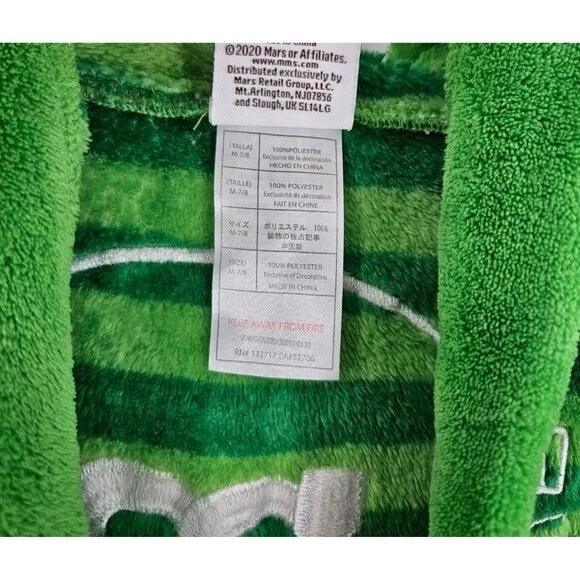 M & M's Dream in Color 儿童 M 码绿色条纹连帽柔软毛绒腰带长袍 — 第 4/4 张图片