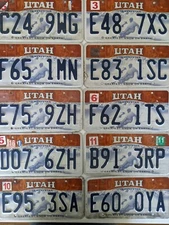 BULK LOT of 10 Utah Skier, Greatest Snow on Earth License Plates NICE QUALITY