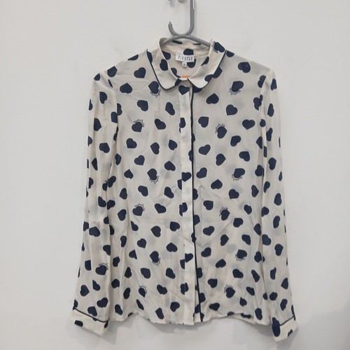Claudie Pierlot Bluse Größe 8 Damen Creme Langarm Seide FPL-WRDC