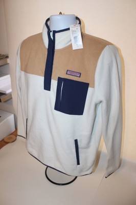 VINEYARD VINES Women s Small Relaxed Fit 1/4 Zip Fleece Pullover Marshmallow