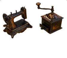 Vntg Durham Industries Metal Mini Coffee Grinder & Sewing Mach American Greeting