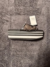 Juicy Couture black platform sandals with white stripes, size US 9.5