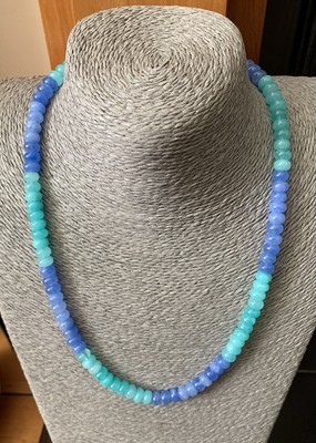 ''Meeresbrisen'' Aquamarin & Amazonit Edelstein Halsband 925 Sterling Silber
