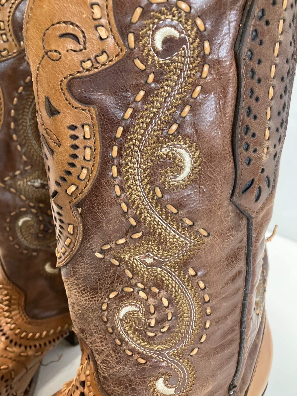 Cuadra 'Brown' Leather & Python Skin Western Rode… - image 5