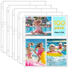 Fabmaker 100 Pack 4x6 Photo Sleeves for 3 Ring Binder - 600 Photos, Clear
