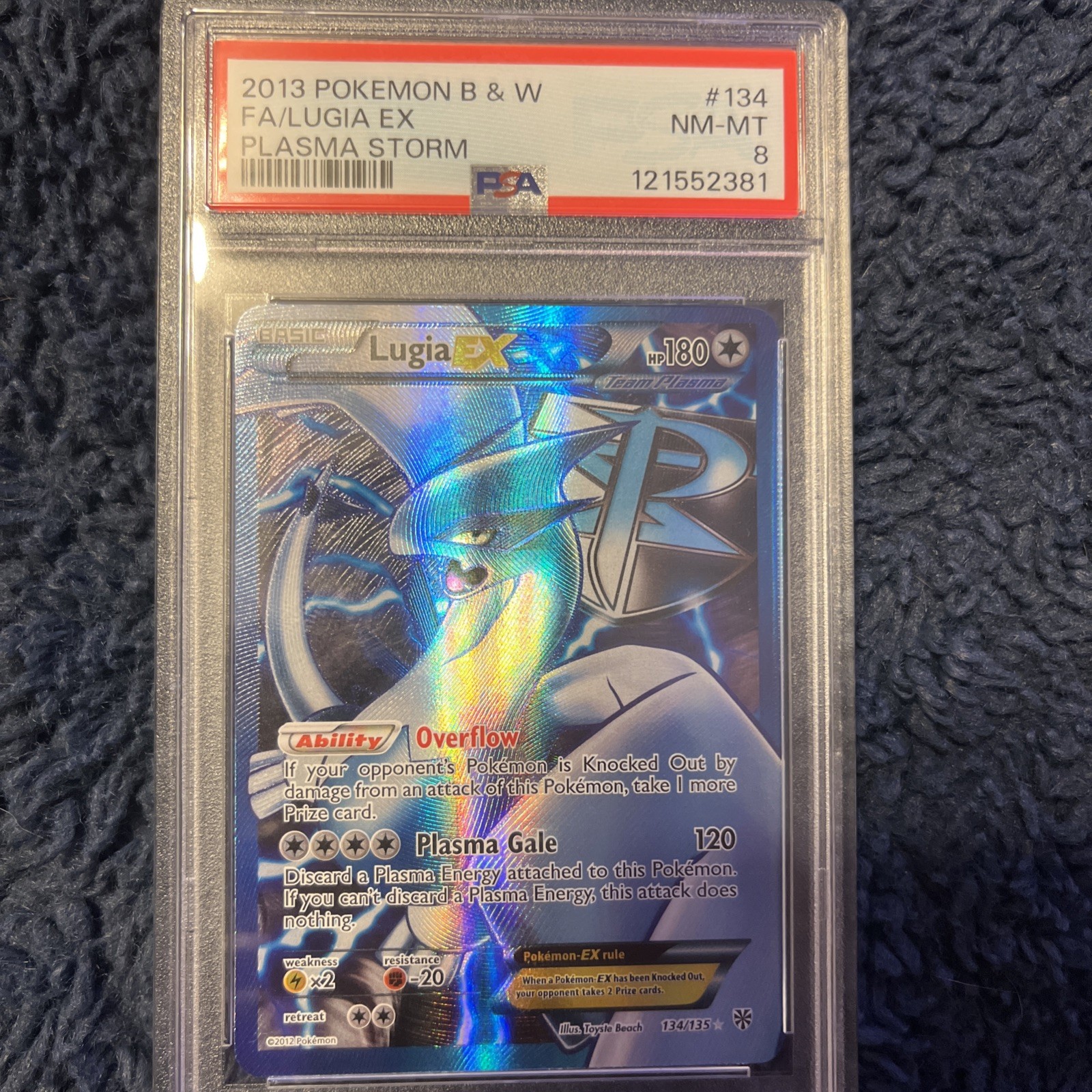 Lugia EX Full Art Plasma Storm 134/135 PSA 8 Fresh Cert