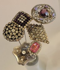 Lot of 6 Antique Victorian Art Deco Hatpin Hat Pins Rhinestone Filigree Stone
