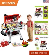 Kids BBQ Grill Playset, Play Kitchen Toys Grill with Smoke Sound Light Simula...