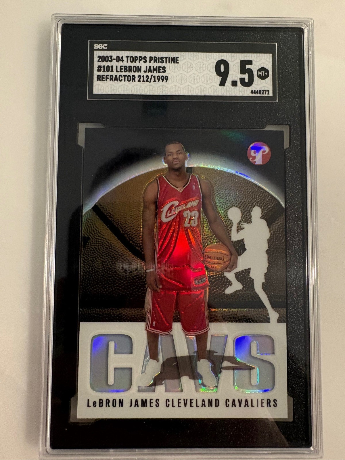 2003-04 Topps Pristine #101 Lebron James Rookie Refractor /1999 SGC 9.5 MT+ CLE