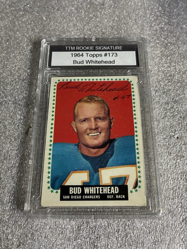 1964 Topps Bud Whitehead #173 Autographed Rookie Card - Encapsulated