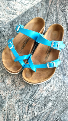 Birkenstock Mayari, 39 normale Weite, blau- mehrfarbiger leichter Schimmer