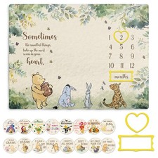 Winnie Milestone Blanket for Baby, Pooh Babies Monthly Blanket, Winnie Quotes...