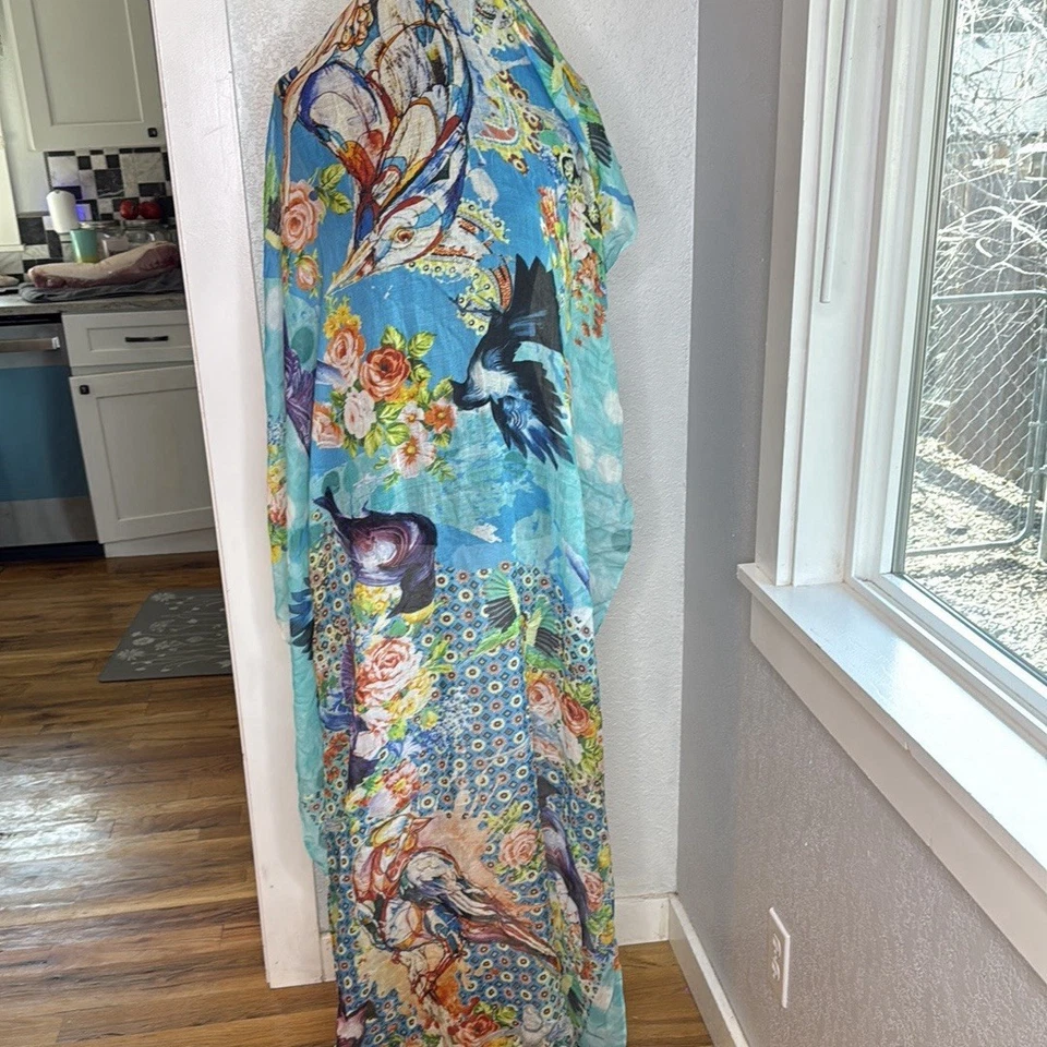 Terciopelo Saint Fields Pájaro Paisley Estampado Bufanda Envoltura Algodón Mezcla Modal Foto 3 de 4