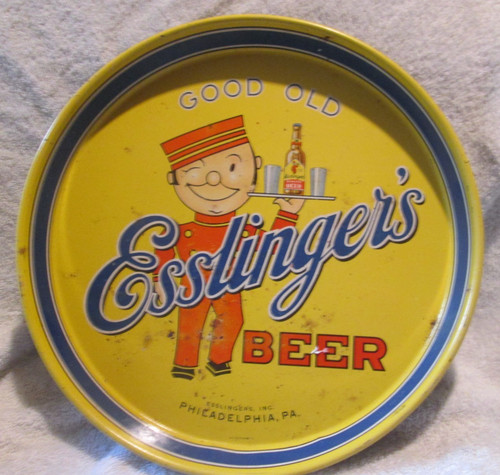 VINTAGE ESSLINGER'S ALE 12" METAL - TIN LITHO BEER TRAY ESSLINGER BRG PHILA PA
