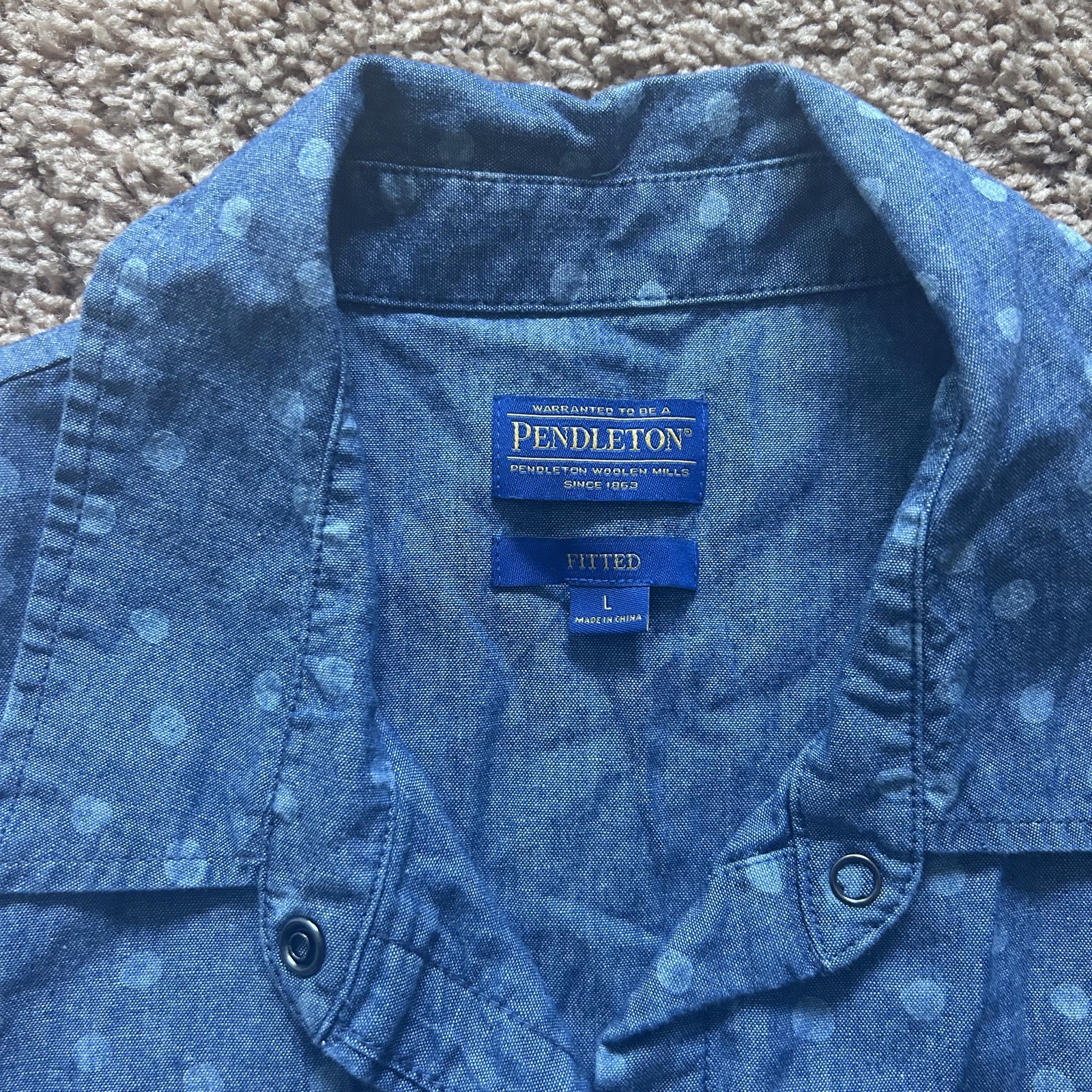 Vintage Pendleton Denim Chambray Blouse Large Fit… - image 2