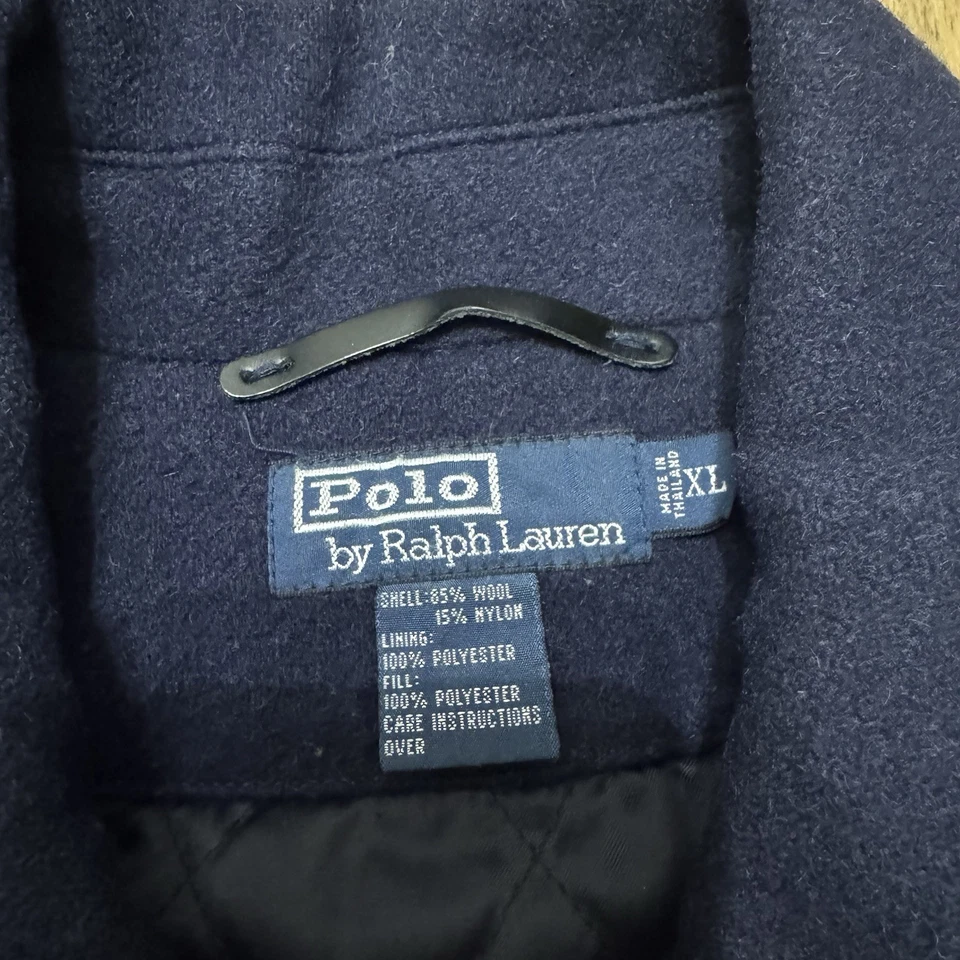 Abrigo Polo Ralph Lauren De Colección Para Hombres L Azul Marino Mezcla de Lana Cremallera Botón Trench Foto 2 de 4