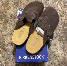 Birkenstock Boston Mocha Suede Leather Soft Clog Women/Men Shoes