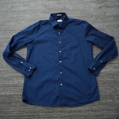 Arrow Shirt Button Up Men Blue Slim Premium Patterns Long Sleeve Large 42 16.5