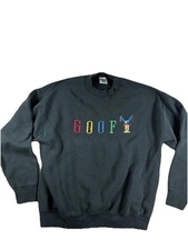 Vintage 90s Disney Goofy Embroidered Crewneck Sweatshirt Black Large