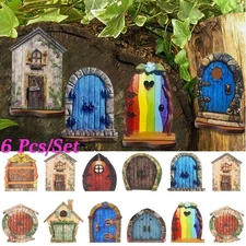 6PCS Mini Fairy Door for Home Garden Tree Window Door Outdoor Indoor Decor Gift