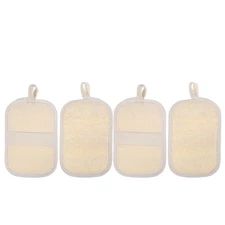  4pcs Exfoliating Loofah Pad: Face Body Scrubber Bath Shower Washcloth Natural