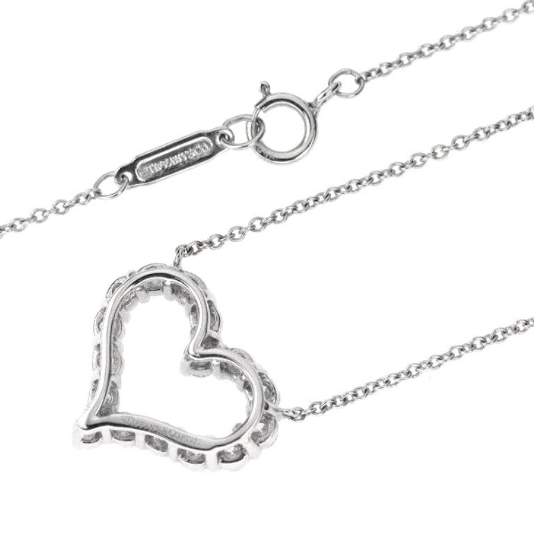 TIFFANY & Co. Platinum .54ct Diamond Heart Pendant Necklace $6,500
