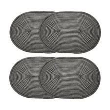 Tovagliette Ovali Intrecciate 20" Antiscivolo Ovali Nero/Grigio 4 Pezzi