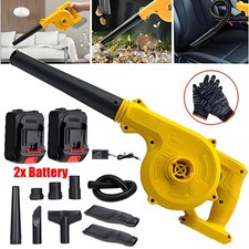 Electric Cordless Air Blower 21V Garden Snow Dust Leaf Suction Vacuum 2 Battery
