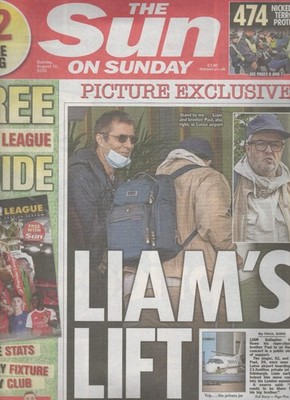 Sun On Sunday Newspaper August 10 2025 Liam Gallagher, Benjamin Sesko