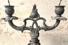 Pair Art Nouveau Poppy  2 Arm Spelter Candelabra Electric Table Lights France — photo 3