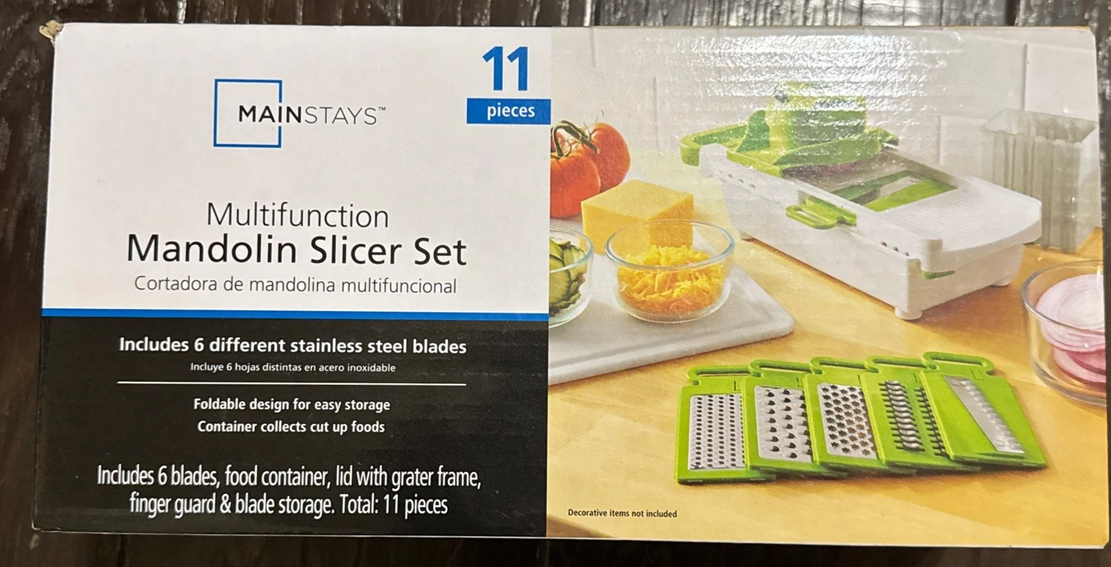 Mainstays Multi-Function Mandolin Slicer Set 11 Pieces Stainless Steel Blades