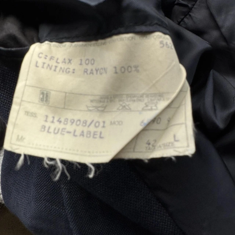 VINTAGE Polo Ralph Lauren Sport Coat Mens 42L Blue Label Linen Italian Blazer - Image 4 of 4