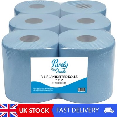 Centerfeed Blue Rollen 6er Pack - Purely Smile 2-lagige Taschentuchrolle zum Wischen