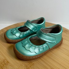 Livie Luca Girls 6 Metallic Blue Ruche Leather Mary Jane Shoes Flats