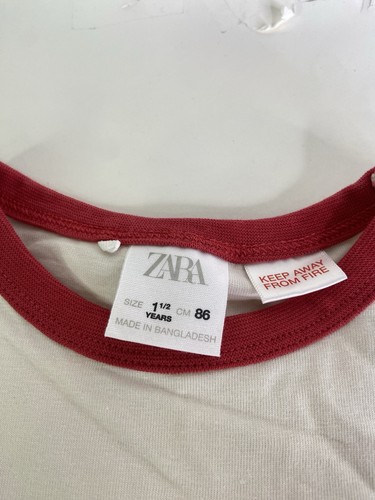 Zara Paris Short Sleeve Ringer T-Shirt Top Girls 18 Months 1.5 Years Toddler - Picture 3 of 6