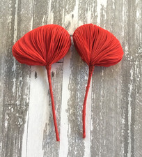 Antique Vintage Millinery Red Feather Clam Shaped for One