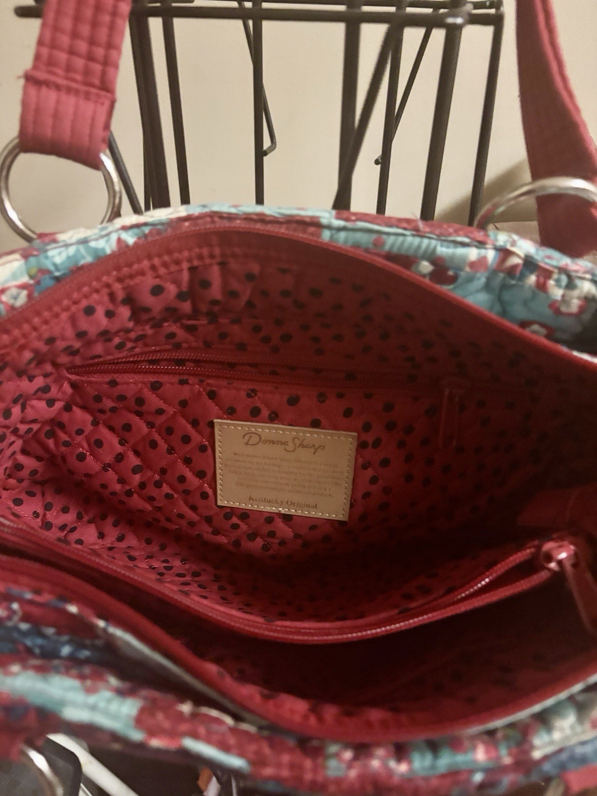 Donna Sharp Bag Patchwork Quilted Purse Aqua Red … - image 2