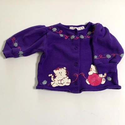 Funkins Girls Cardigan Button Purple Cat Mouse 6mos Vintage
